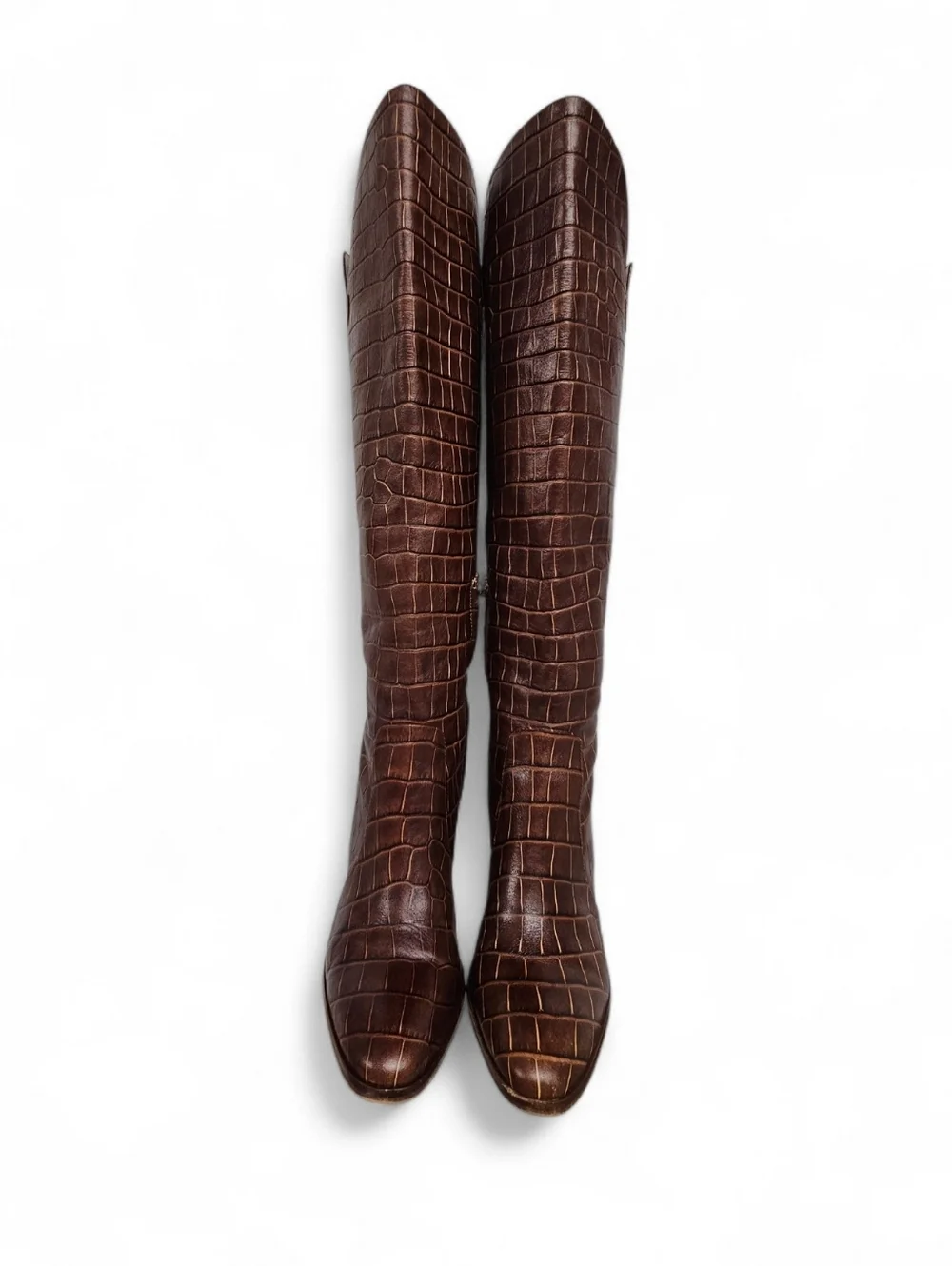 Vince Camuto Palley Embossed Leather Over The Knee Boots In Redwood Brown Sz 7.5